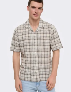 Onscaiden Life Linen Blend Checked Shirt