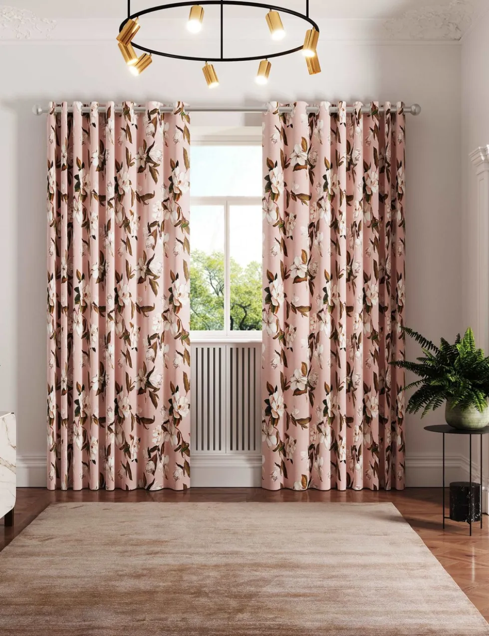 Opal Floral Lined Eyelet Curtains