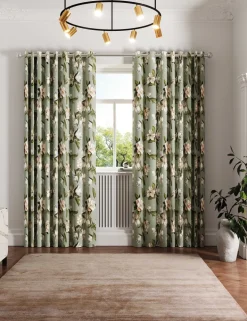 Opal Floral Lined Eyelet Curtains