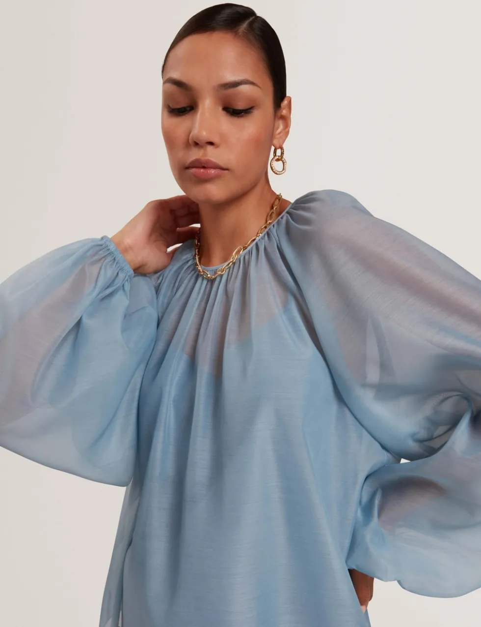 Organza Puff Sleeve Blouse