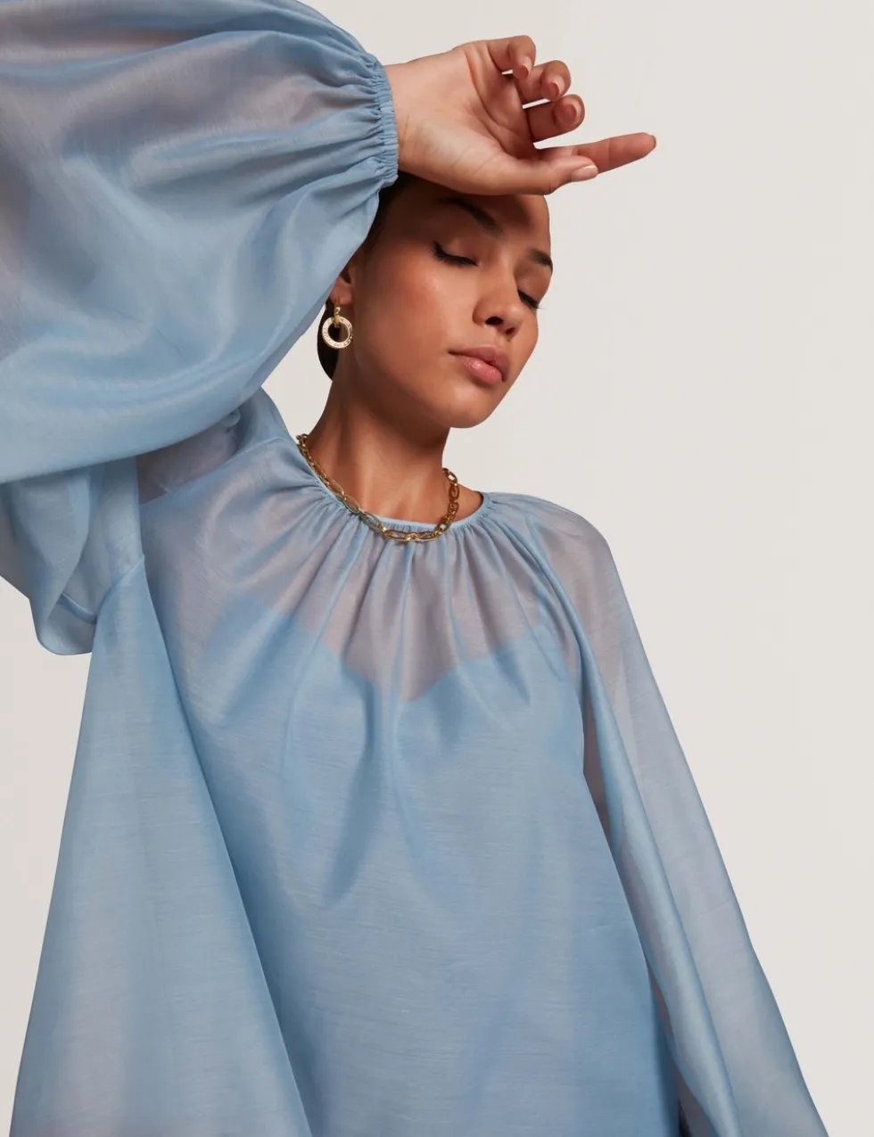 Organza Puff Sleeve Blouse