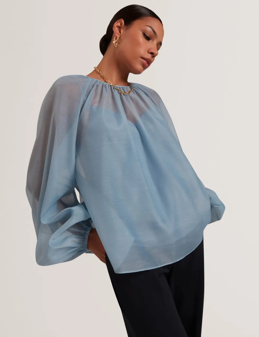 Organza Puff Sleeve Blouse