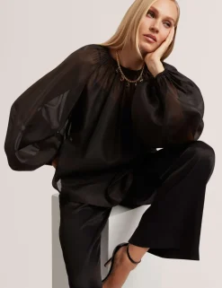Organza Puff Sleeve Blouse