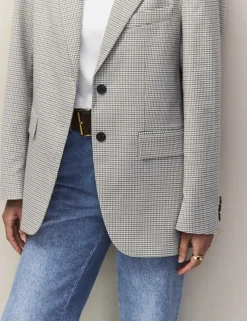 Oversized Dogtooth Single Breasted Blazer