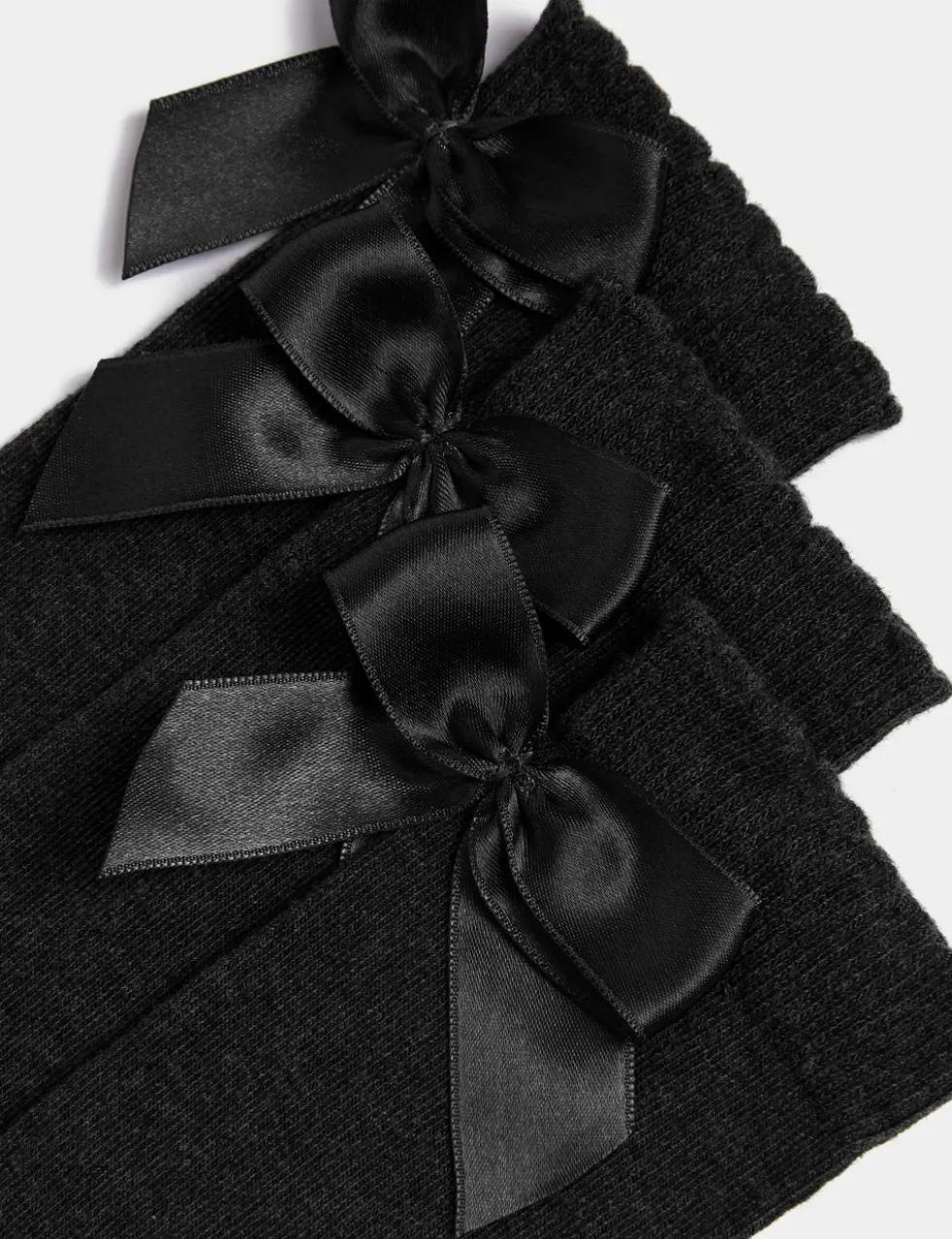 3p Cotton Rich Picot Knee High Bow Socks (6-8½ Small - 4-7 Large)