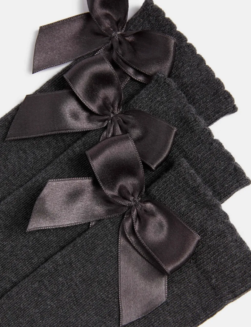 3p Cotton Rich Picot Knee High Bow Socks (6-8½ Small - 4-7 Large)