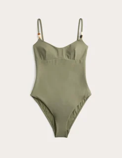 Padded Beaded Scoop Neck Swimsuit