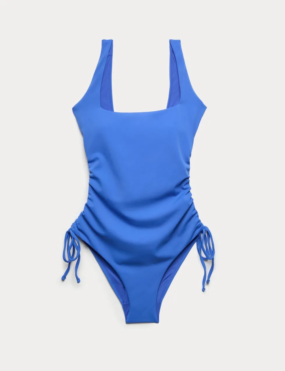 Padded Drawstring Side Square Neck Swimsuit