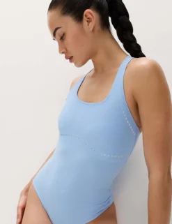 Padded Laser Cut Racer Back Swimsuit