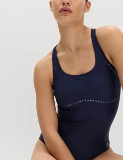 Padded Laser Cut Racer Back Swimsuit
