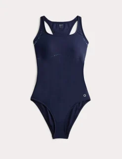 Padded Laser Cut Racer Back Swimsuit