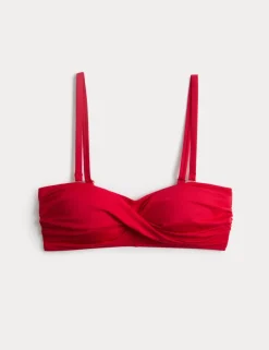 Padded Twist Front Bandeau Bikini Top