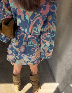 Paisley Denim Belted Shacket