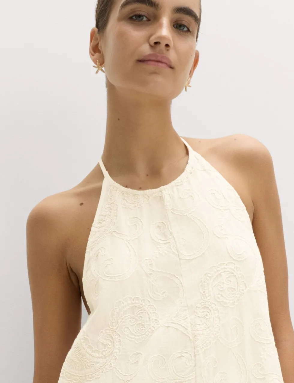 Paisley Embroidered Mini Beach Dress