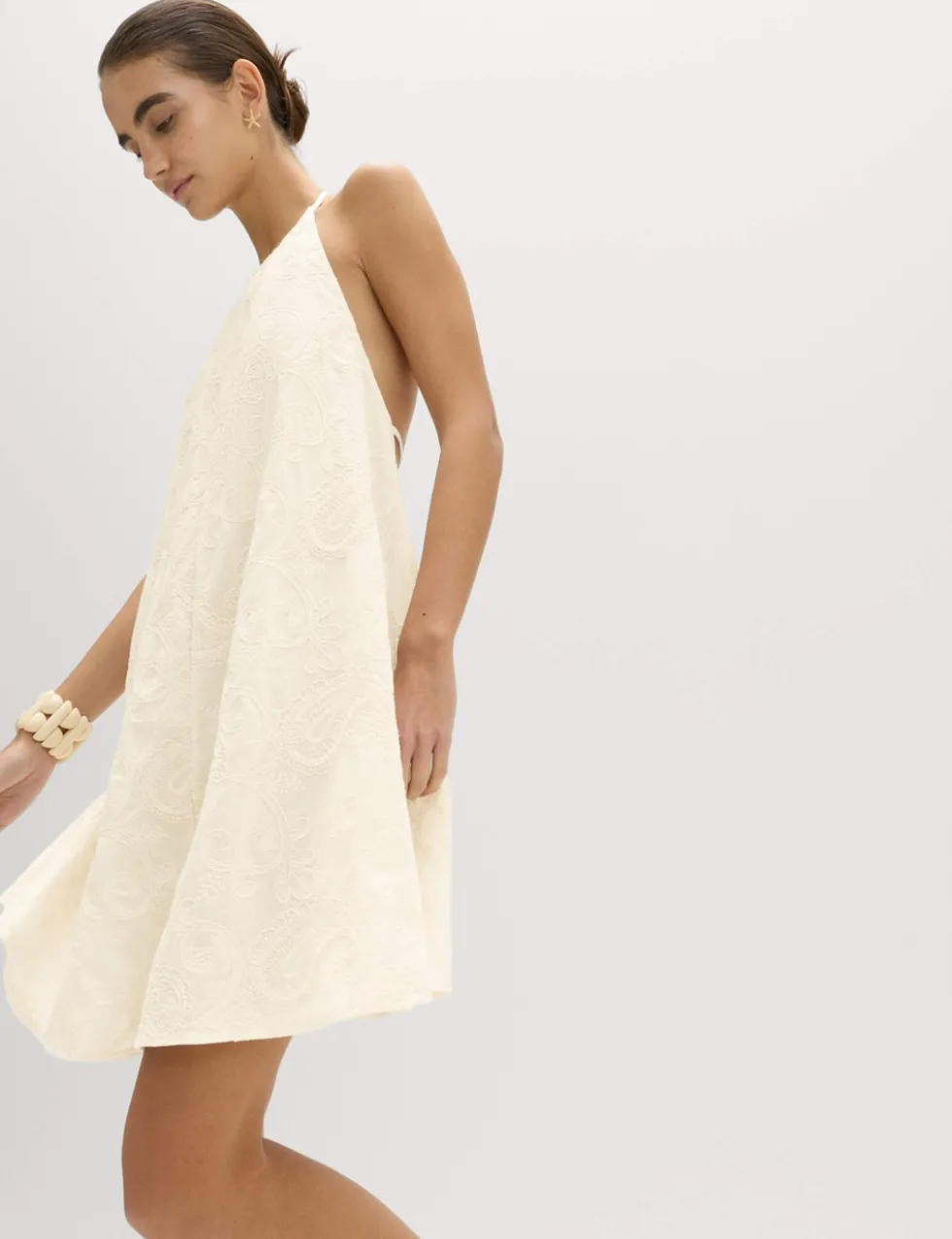Paisley Embroidered Mini Beach Dress