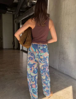Paisley Print Barrel Jeans