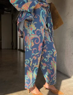 Paisley Print Barrel Jeans