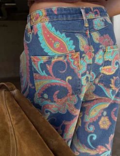 Paisley Print Barrel Jeans