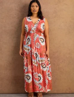 Paisley V-Neck Maxi Tiered Dress
