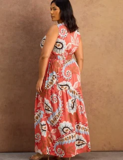 Paisley V-Neck Maxi Tiered Dress