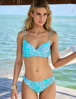Paisley Wrap Plunge Bikini Top