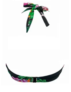 Palermo Floral Wired Tie Detail Plunge Bikini Top (B-G)