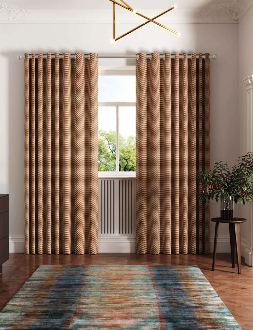 Palm Geo Lined Eyelet Curtains