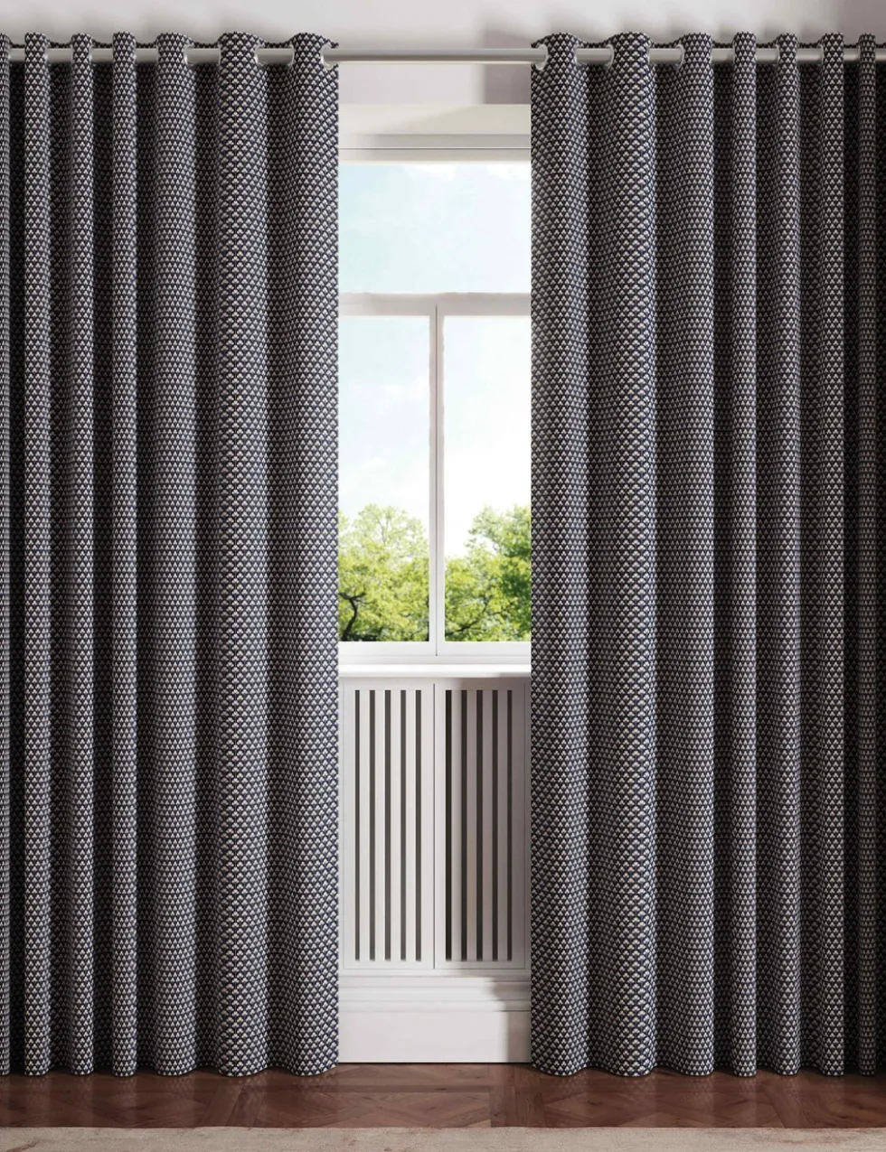 Palm Geo Lined Eyelet Curtains