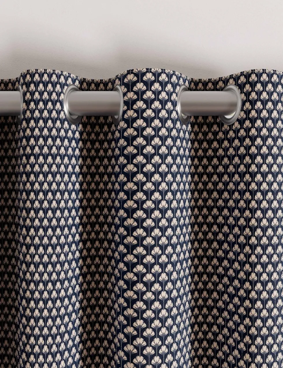 Palm Geo Lined Eyelet Curtains