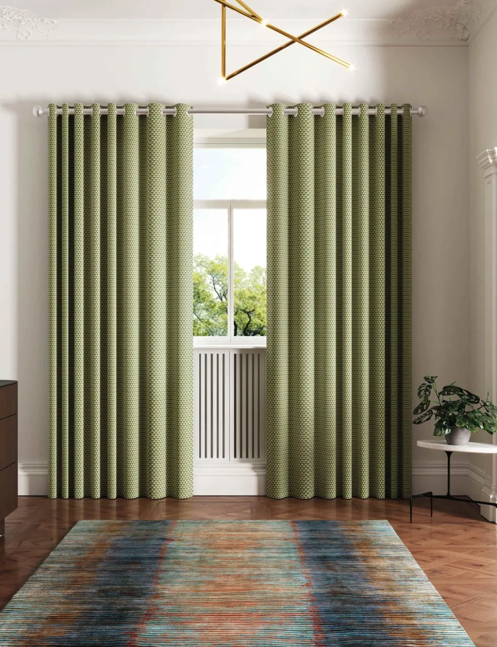 Palm Geo Lined Eyelet Curtains