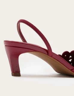 Patent Bow Cut Out Kitten Heel Pointed Slingback Shoes