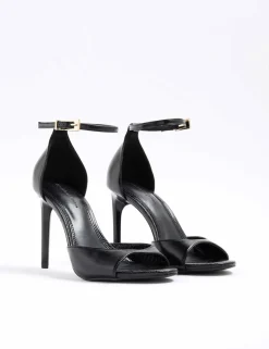 Patent Closed Back Stiletto Heel Sandals
