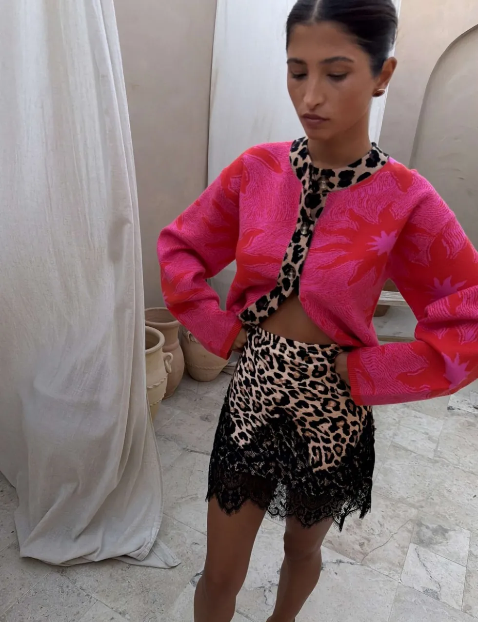 Patterned Button Through Cardigan