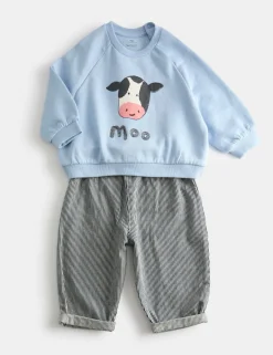 2pc Cotton Rich Cow Top & Bottom Outfit