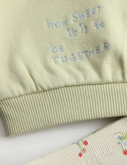 2pc Cotton Rich Embroidered Sweat Outfit (0-3 Yrs)
