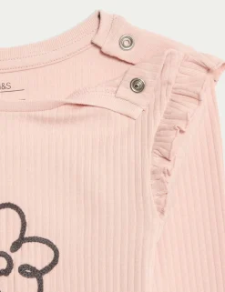 2pc Cotton Rich Flower Top & Bottom Outfit (0-6 Yrs)