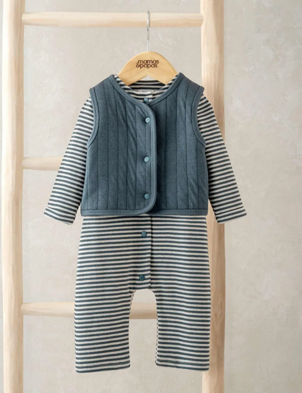2pc Cotton Rich Gilet & Romper Set (0-12 Mths)