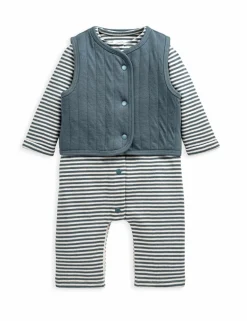 2pc Cotton Rich Gilet & Romper Set (0-12 Mths)
