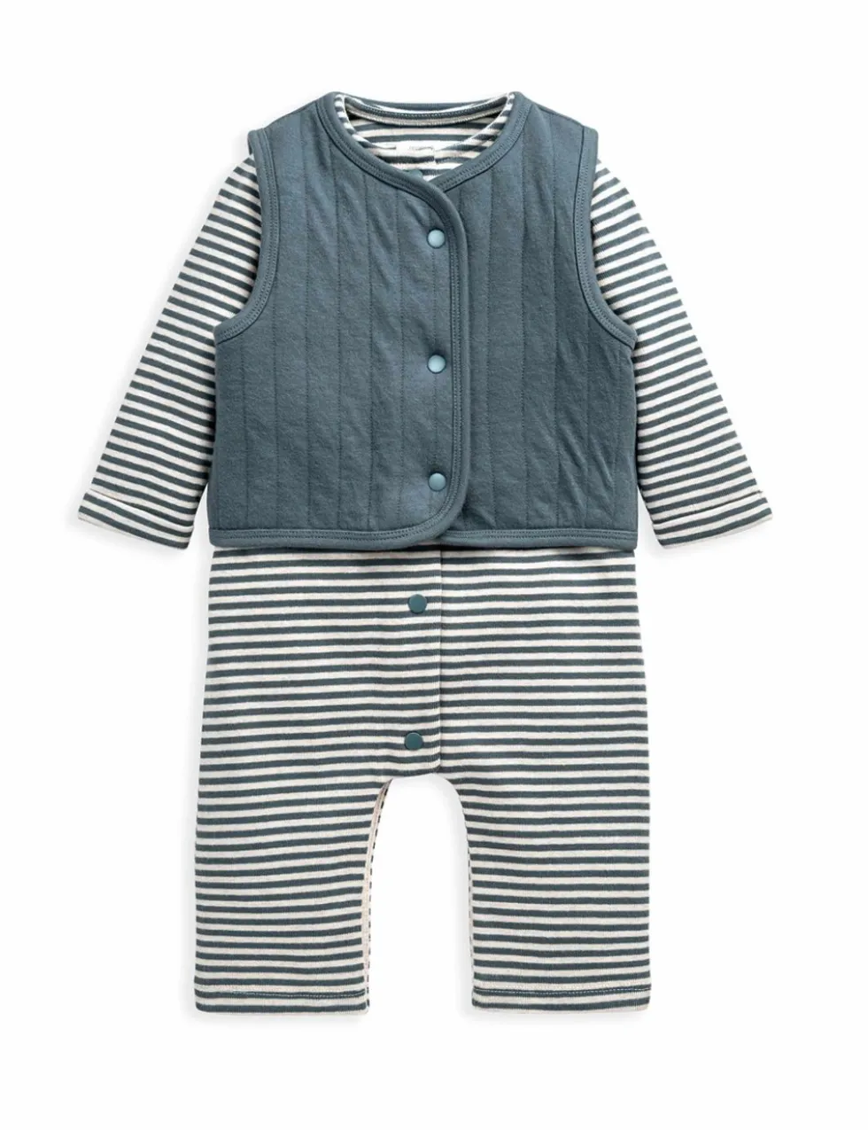 2pc Cotton Rich Gilet & Romper Set (0-12 Mths)