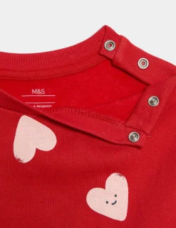 2pc Cotton Rich Heart Top & Bottom Outfit (0-6 Yrs)