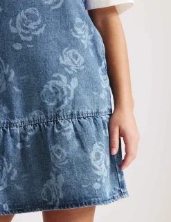 2pc Floral Print Denim Dress and Top (2-16 Yrs)