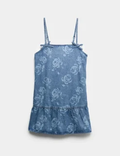 2pc Floral Print Denim Dress and Top (2-16 Yrs)