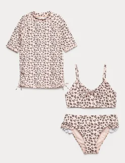 3pc Leopard Bikini with Rash Vest (6-16 Yrs)