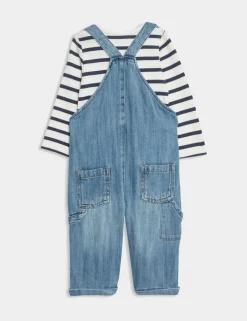 2pc Pure Cotton Denim Dungaree Outfit (0-3 Yrs)