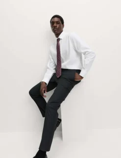 4pc Regular Fit Easy Iron Shirt and Tie Set