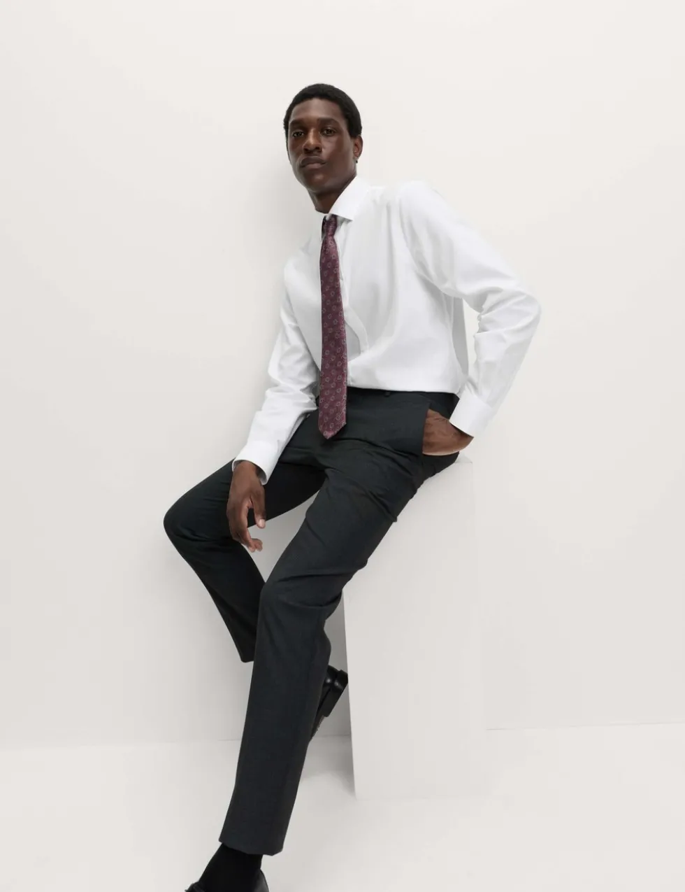 4pc Regular Fit Easy Iron Shirt and Tie Set