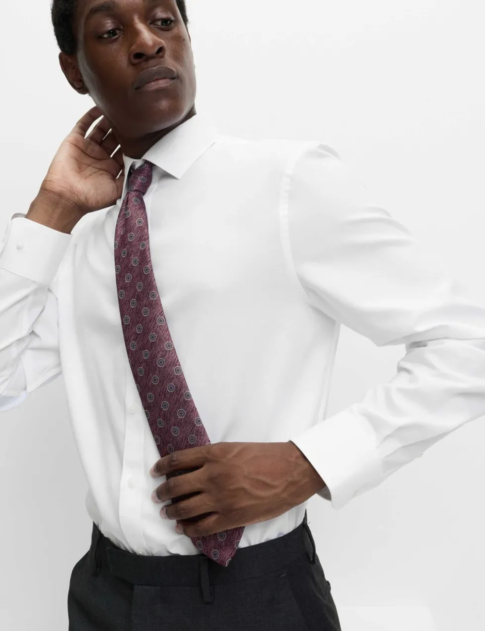 4pc Regular Fit Easy Iron Shirt and Tie Set