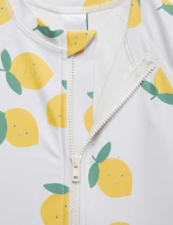 2pc Sunsafe Lemon Print Swimsuit & Hat Set (0-3 Yrs)