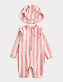 2pc Swimsuit & Hat Set (0-3 Mths)