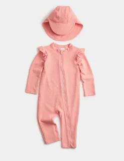 2pc Textured All in One Swim Set (0-3 Yrs)